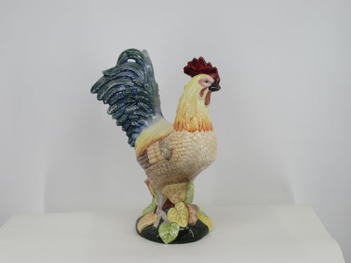 Large polychrome ceramic rooster.