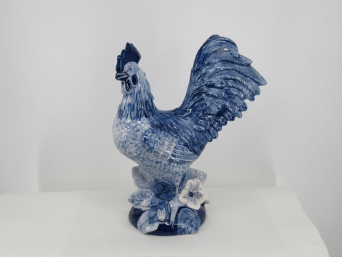 Delftblue painted ceramic rooster handpainted.