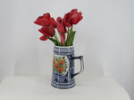 Large Delft beerstein with a red tulip painted design
