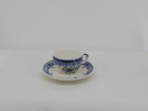 handpainted delft cup and saucer with red tulip design