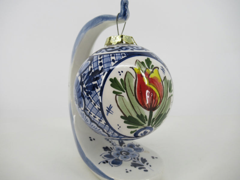 christmas bauble with a red tulip design