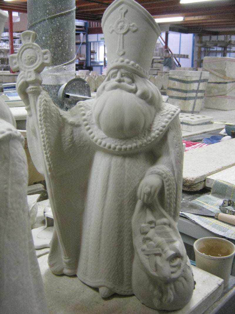 large ceramic santa from clay before firing and painting