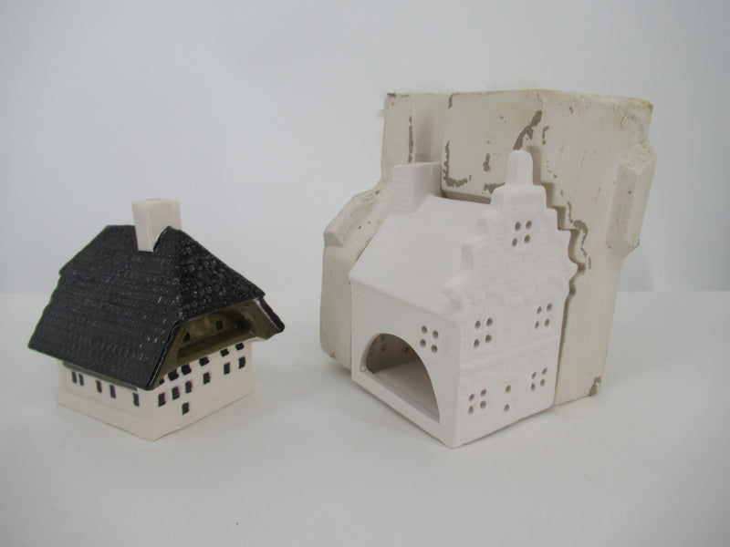 ceramic canal houses with the plastermold in which they were cast