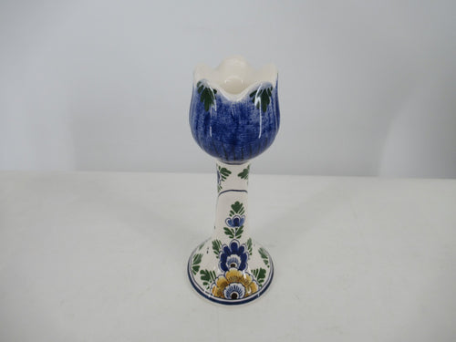 Delftblue and polychrome Delft tulip candle holders