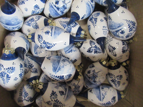 Delftsblauwe kerstornamenten set van 4 vormen