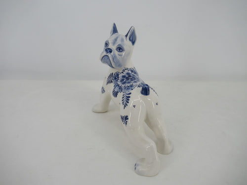 Funny looking delftware ceramic boxer dog.