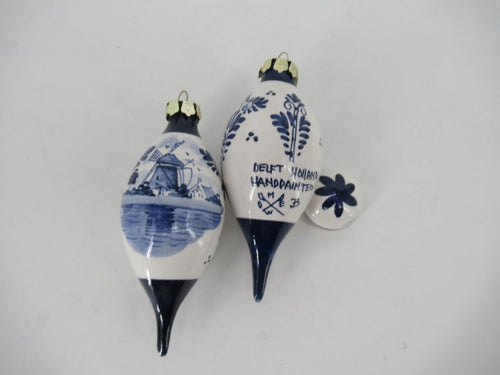 Delftblue christmas bauble painted in landscape design