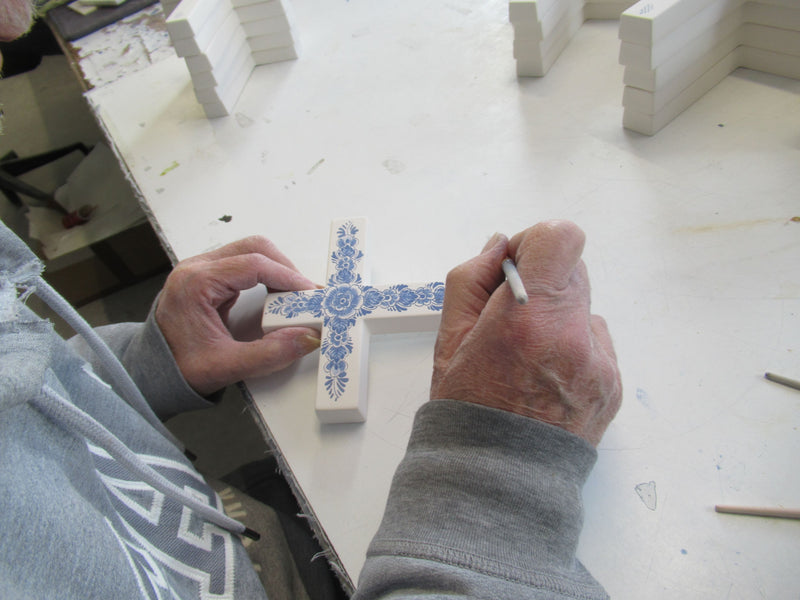 Delftblue ceramic crucifix from deWit