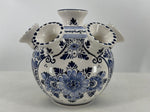 Delftblue round tulip vase in floral design