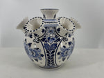 Delftblue round tulip vase in floral design