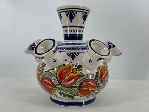 Red tulip Delft ceramic tulip vase