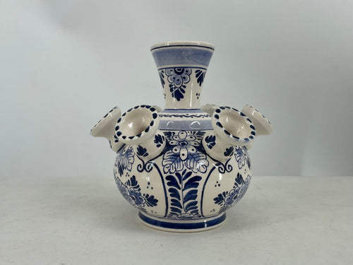 Blue flower Delft ceramic tulip vase