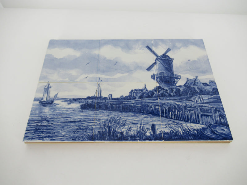Delftblue tile panel depicting Ruysdaels Molen van Wyck