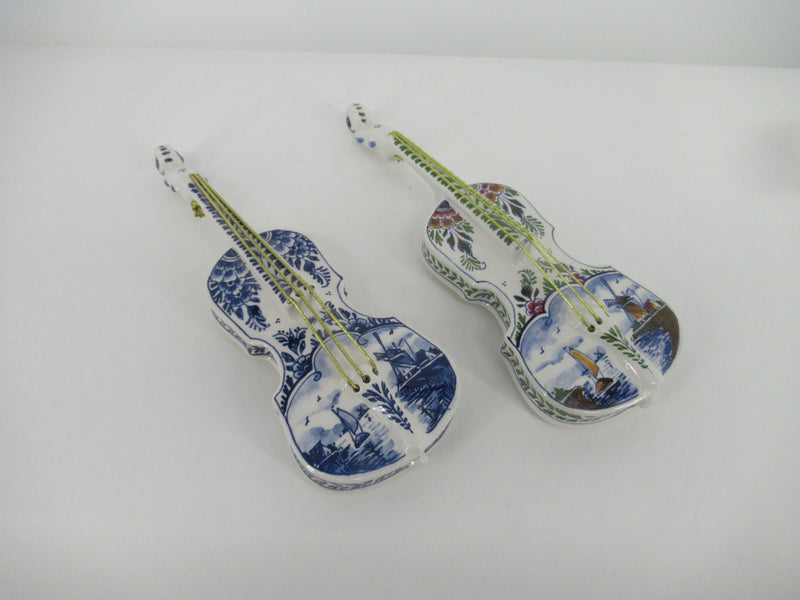 Small delftblue ceramic violin