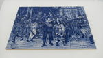 Delftblue tile panel depicting rembrandts Night watch