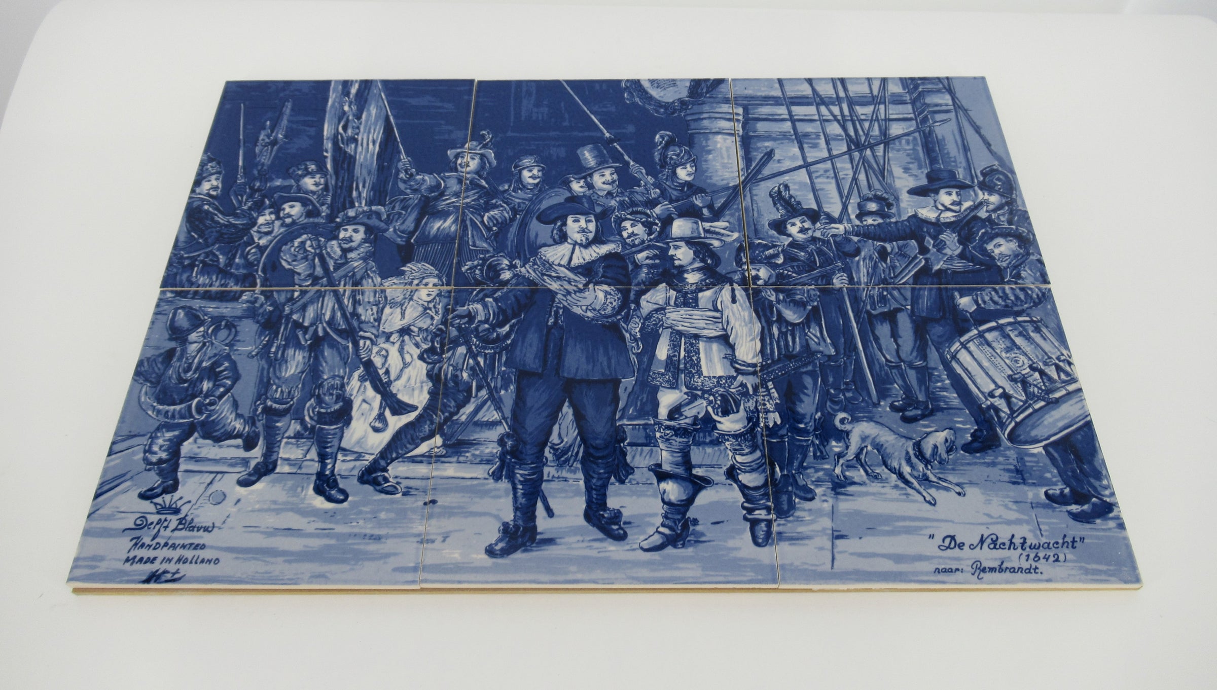 Tile tableau with Rembrandt's Night Watch, Holland 20th …