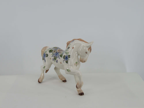 very fine painted multicolor large delft horse