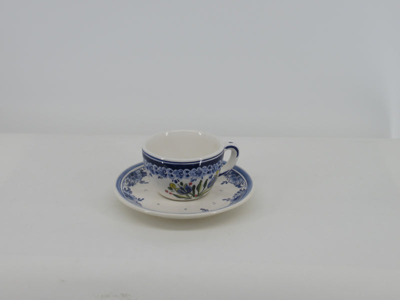 Original handpainted delft cup and saucer with a dutch red tulip design