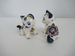 set of two polychrome delft little standing cats