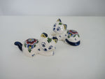 set of two polychrome delft little cats lying down