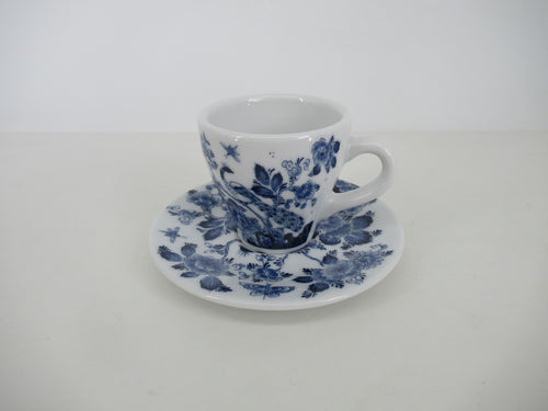 Delft cup and saucer with peacock design.