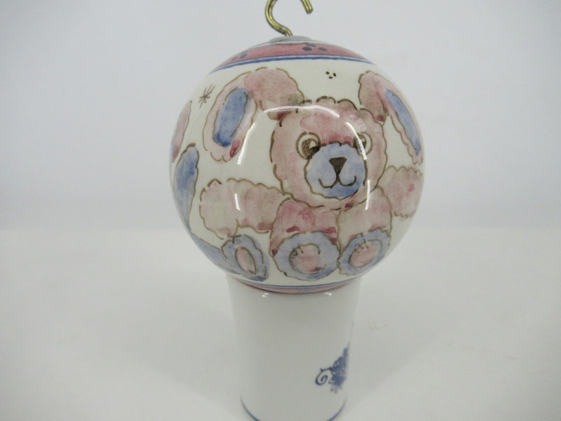 ceramic christmas ornament with four painted teddybears