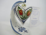 red and blue ceramic christmas ornament in heart shape