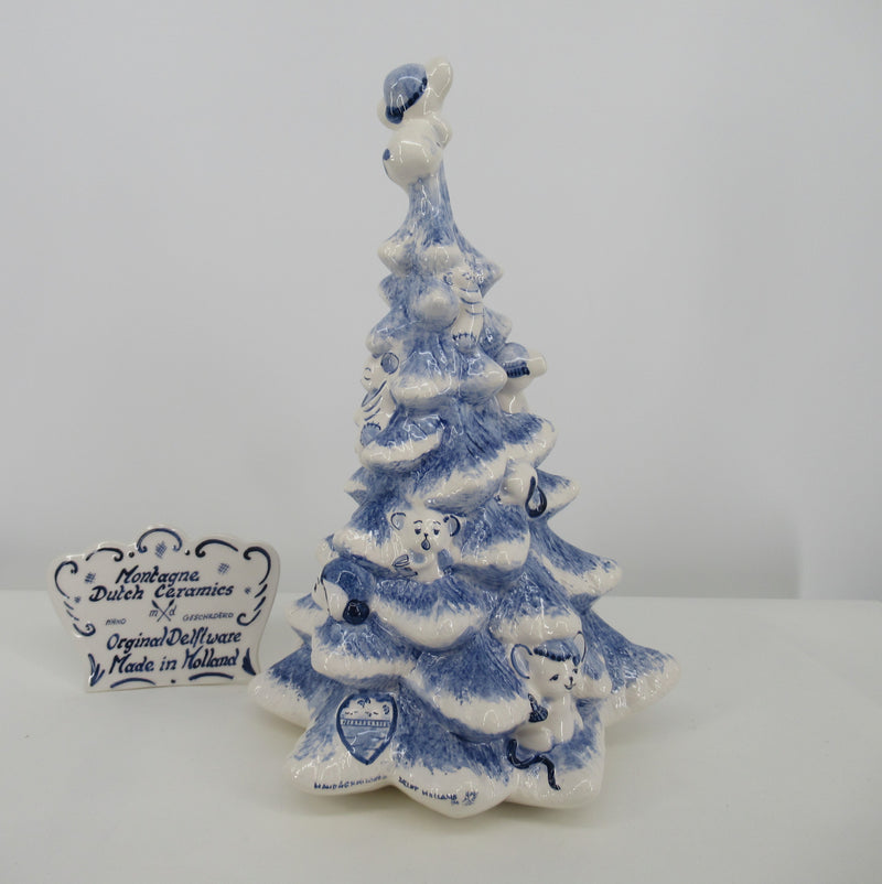 Delftblauwe kerstboom met geschenken van 38cm hoog