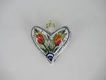 heartshaped ceramic Christmas bauble with handpainted red tulips