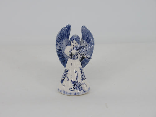delft ceramic christmas angel playing a violin