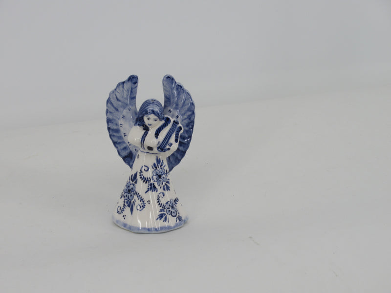 delft ceramic christmas angel playing a harp