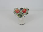 heartshaped ceramic Christmas ornament with handpainted red tulips